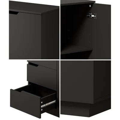 ST-VIK-4R1D-BK-AB Oikiture Storage Cabinet 4 Drawers Buffet Cupboard Hallway Handleless Black