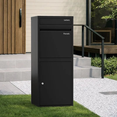 STL-PLB-102-BK Oikiture Steel Parcel Letterbox Drop Box Package Lockable Storage Black
