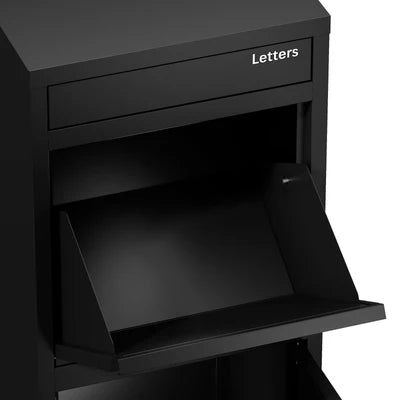 STL-PLB-102-BK Oikiture Steel Parcel Letterbox Drop Box Package Lockable Storage Black