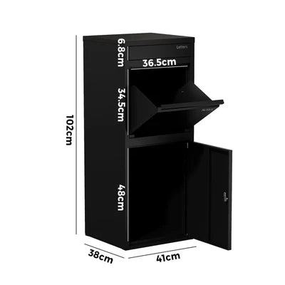 STL-PLB-102-BK Oikiture Steel Parcel Letterbox Drop Box Package Lockable Storage Black