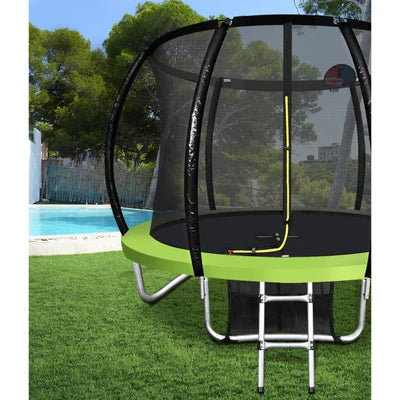 TPL-A1-10-GN-AB Mazam 10FT Round Spring Trampolines Kids Safety Net Enclosure w/ Basketball Set