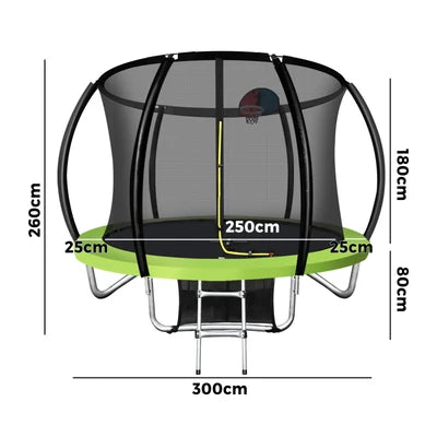 TPL-A1-10-GN-AB Mazam 10FT Round Spring Trampolines Kids Safety Net Enclosure w/ Basketball Set
