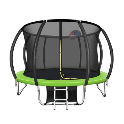 TPL-A1-10-GN-AB Mazam 10FT Round Spring Trampolines Kids Safety Net Enclosure w/ Basketball Set