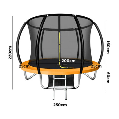 TPL-A1-8-OR Mazam 8FT Trampoline Spring Round Trampolines Safety Net Pad Kids Gift Outdoor