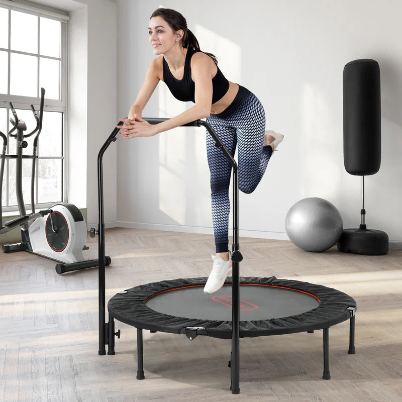 TPL-B-48IN-OR Mazam 48" Trampoline Round Fitness Rebounder Handrail