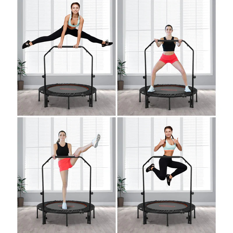 TPL-B-48IN-OR Mazam 48" Trampoline Round Fitness Rebounder Handrail