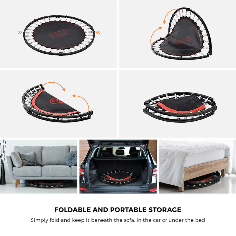 TPL-B-48IN-OR Mazam 48" Trampoline Round Fitness Rebounder Handrail