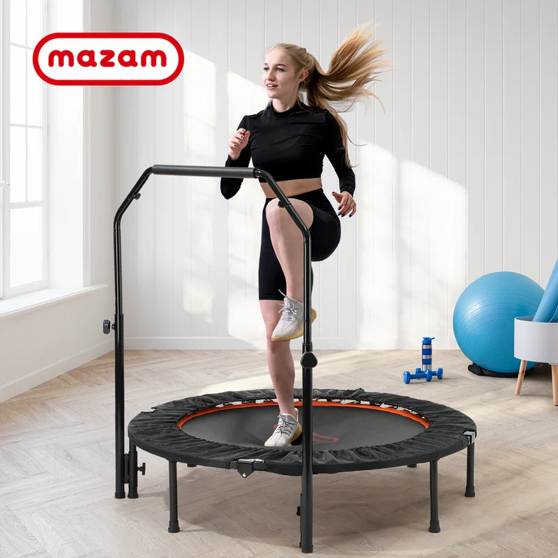 TPL-B-48IN-OR Mazam 48" Trampoline Round Fitness Rebounder Handrail