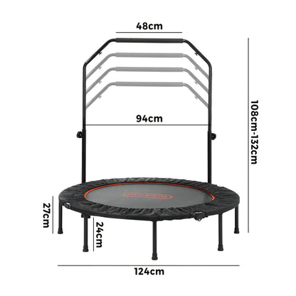 TPL-B-48IN-OR Mazam 48" Trampoline Round Fitness Rebounder Handrail