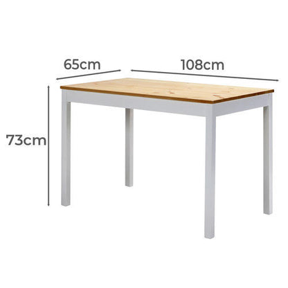 DIN-RONI-SET5-WHWD Oikiture 5PCS Table Dining Set Kitchen Dining Tables White Natural Wood Oak