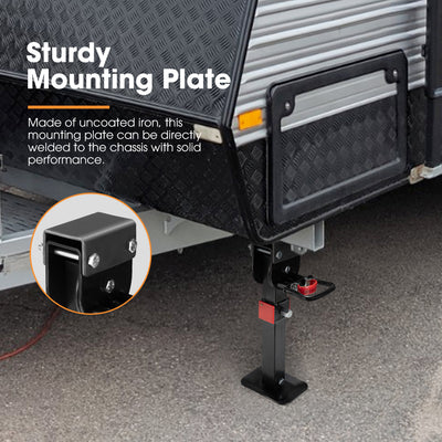 VPCL001A-B*2 2x 400mm Drop Down Corner Legs W/Handle Steel Base 1200LBS Caravan Camper Trailer