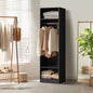 WA-MEXI-185G1-BK-AB Oikiture Open Wardrobe Shelf Unit 3 Shelves Hanging Rail Black