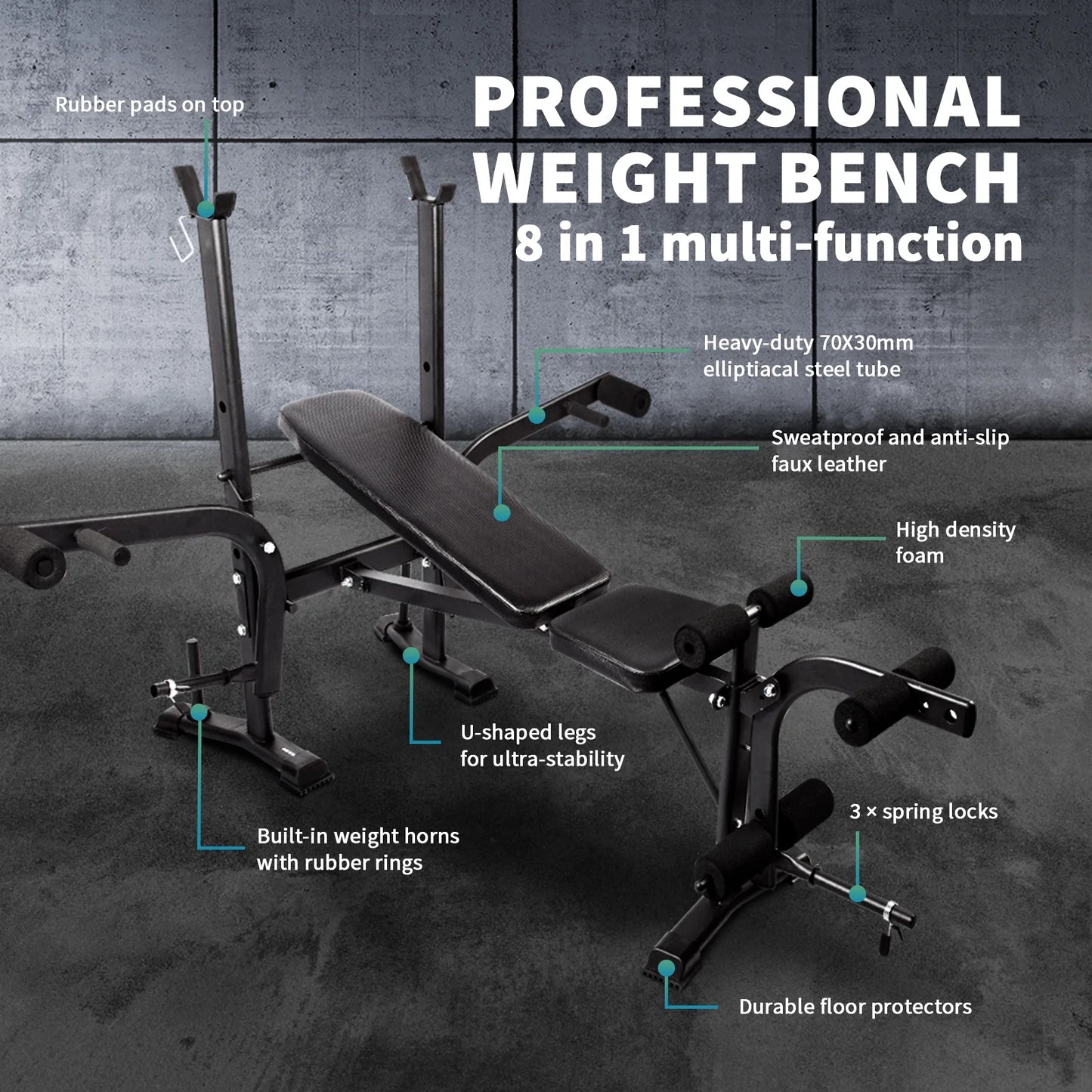 WB-A1-M Finex Bench Press Weight Bench 8in1 Multi-Station Fitness Home Gym Equipment