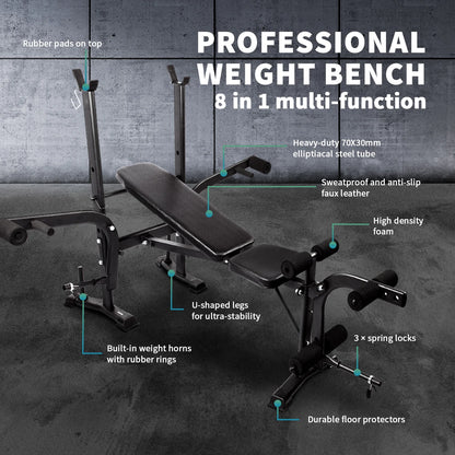 WB-A1-M Finex Bench Press Weight Bench 8in1 Multi-Station Fitness Home Gym Equipment