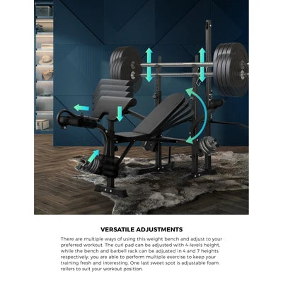 WB-A9-BK-AB Finex Bench Press Weight Bench Multi-Station Fitness Gym Pulldown Equipment