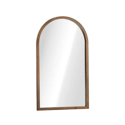 WM-B-ARCHED-8650-WN Oikiture Arched Wall Mirrors Vanity Home Decor Makeup Mirror 86x50cm Brown Wood