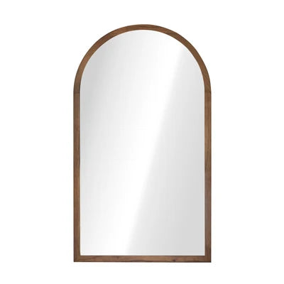 WM-B-ARCHED-8650-WN Oikiture Arched Wall Mirrors Vanity Home Decor Makeup Mirror 86x50cm Brown Wood