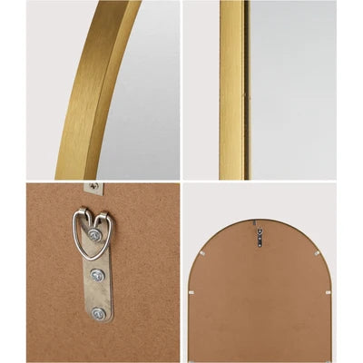 WM-B-OVAL-8450-GD Oikiture Wall Mirrors Oval Makeup Mirror Bedroom Home Decor Gold 84x50cm