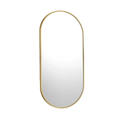 WM-B-OVAL-8450-GD Oikiture Wall Mirrors Oval Makeup Mirror Bedroom Home Decor Gold 84x50cm