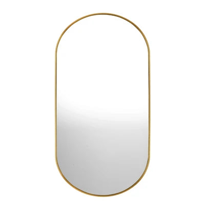 WM-B-OVAL-8450-GD Oikiture Wall Mirrors Oval Makeup Mirror Bedroom Home Decor Gold 84x50cm