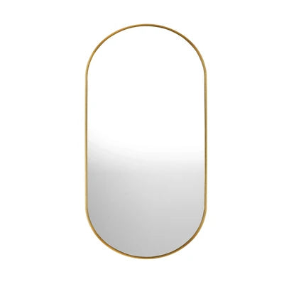 WM-B-OVAL-8450-GD Oikiture Wall Mirrors Oval Makeup Mirror Bedroom Home Decor Gold 84x50cm