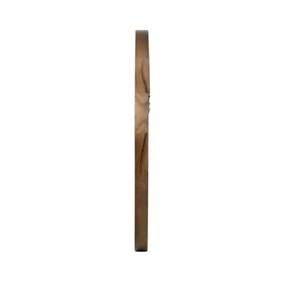 WM-B-ROUND-90-WN Oikiture Wall Mirrors 90cm Round Large Makeup Mirror Bathroom Home Decor Walnut