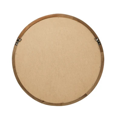 WM-B-ROUND-90-WN Oikiture Wall Mirrors 90cm Round Large Makeup Mirror Bathroom Home Decor Walnut