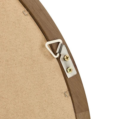 WM-B-ROUND-90-WN Oikiture Wall Mirrors 90cm Round Large Makeup Mirror Bathroom Home Decor Walnut