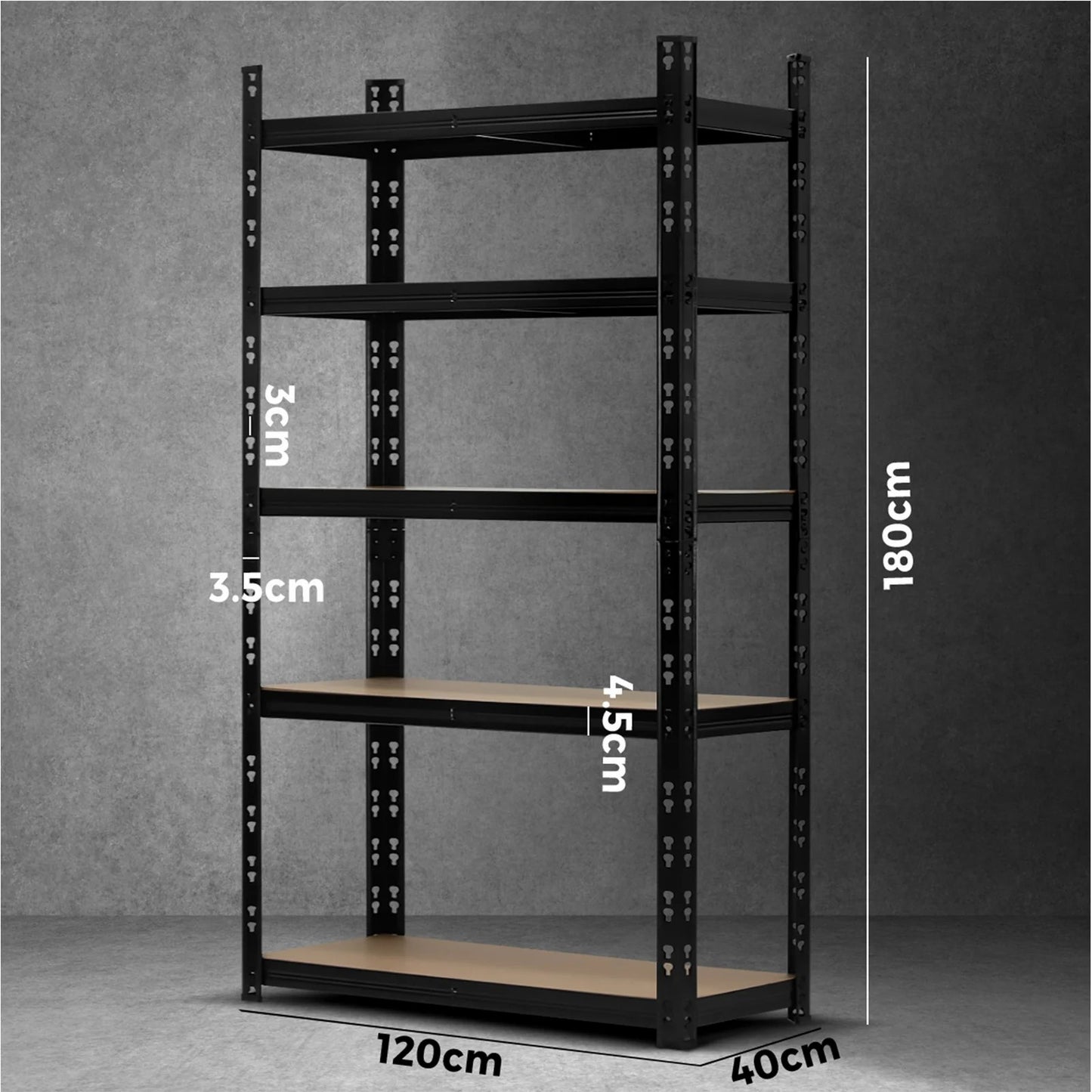 WR-A2-S3-BK Sharptoo Warehouse Storage Shelf Steel Frame 1.8x1.2m
