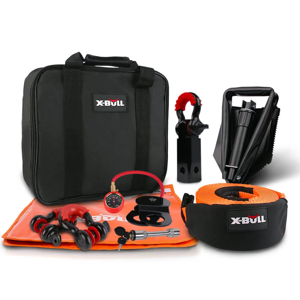 AUEB-XBRK011 X-Bull 11 Piece 4WD Off Road Snatch Strap Winch Recovery Kit