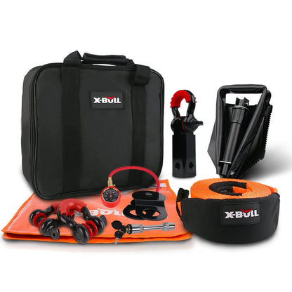 AUEB-XBRK011 X-Bull 11 Piece 4WD Off Road Snatch Strap Winch Recovery Kit