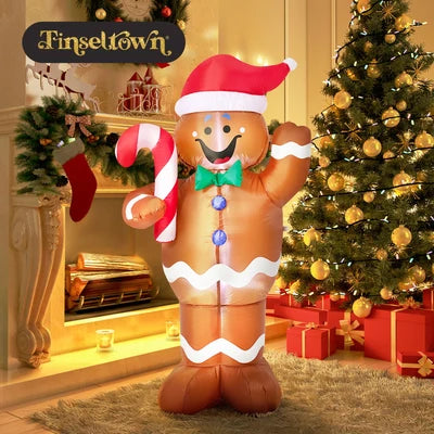 XMAS-INF-GINER-150 Tinseltown 1.5M Christmas Inflatable Gingerbread Man LED Light Party Decor