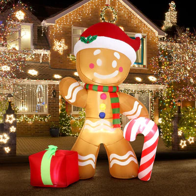XMAS-INF-GINGER-240 Tinseltown 2.4M Christmas Inflatable Gingerbread Man LED Lights Outdoor Decoration