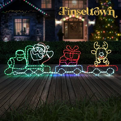 XMAS-LI-TRAIN-MIX Tinseltown Christmas Light LED Motif Lights Santa Train 196cm Xmas Decor Display
