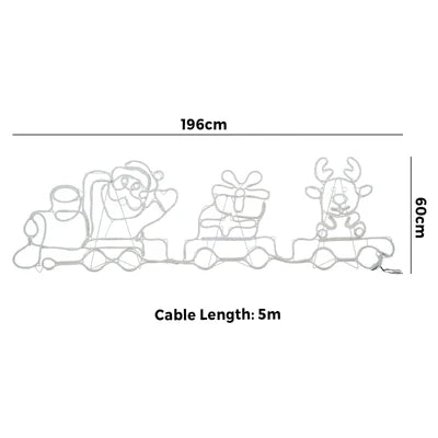 XMAS-LI-TRAIN-MIX Tinseltown Christmas Light LED Motif Lights Santa Train 196cm Xmas Decor Display