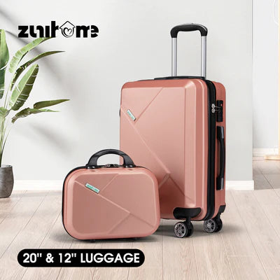 ZU-LG1220-PK ZUNI 2PCS Luggage Suitcase Trolley Set Travel TSA Lock Storage Hard Case Pink