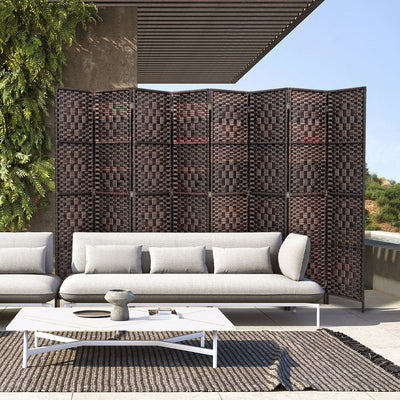 ZU-PP1001-8P-BR ZUNI 8 Panel Room Divider Privacy Screen Foldable Brown